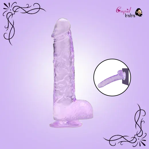 6.5 Purple Light Suction Slim Dildo