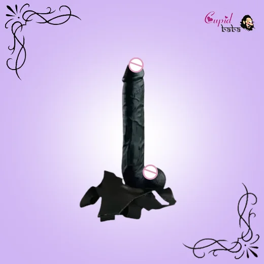10 Inch Phantom Black Dildo Suction With Belt