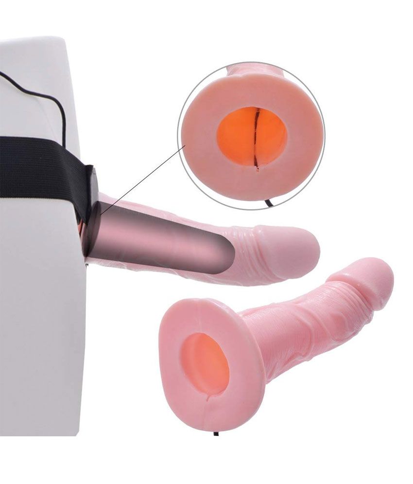 Remote Control 17cm Vibrating Hollow Strap-On Dildo Extender
