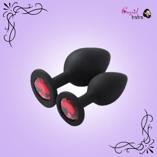 2 Pcs Silicone Jeweled Anal Butt Plugs