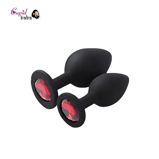 2 Pcs Silicone Jeweled Anal Butt Plugs