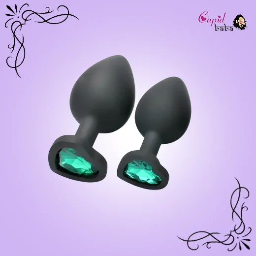 2 Pcs Silicone Jeweled Anal Training Plugs