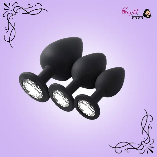 3 Pcs 3 Size Silicone Jeweled Anal Butt Plugs Anal Trainer Toys
