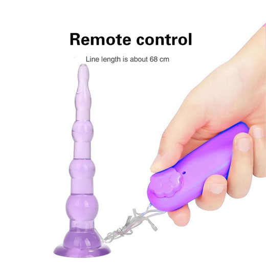 Remote Control Vibrating Jelly Anal Plug with Suction Cup