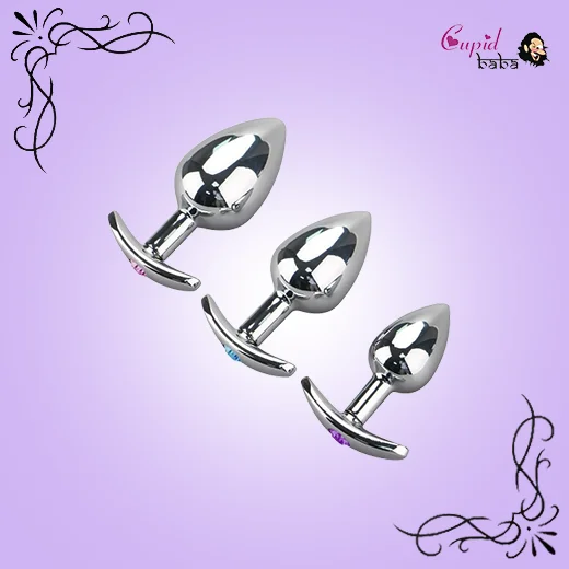 3PCS Colorful Metal Jeweled Shaped Anal Plug Diamond Prostage Massager