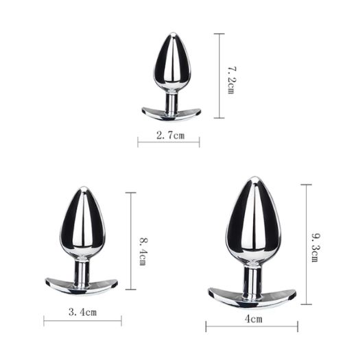 3PCS Colorful Metal Jeweled Shaped Anal Plug Diamond Prostage Massager