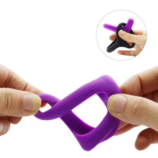 3 Holes Cock Ring with Strong Grip Black Color Men