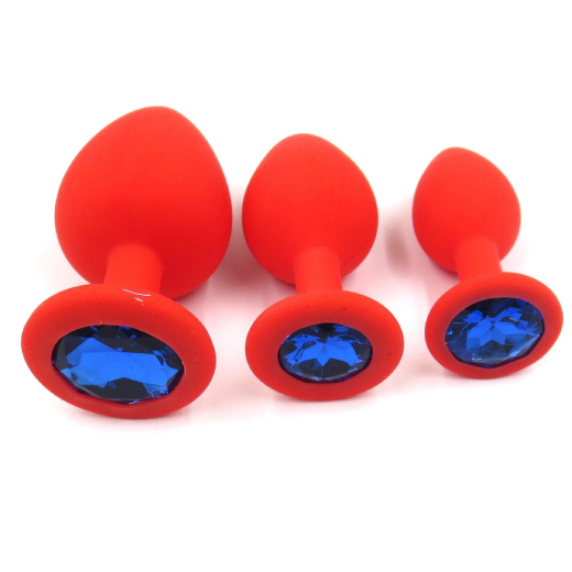3 Pcs 3 Size Silicone Jeweled Anal Butt Plugs Anal Trainer Toys