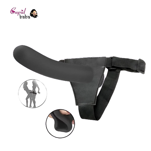 6 Inch Curved Cup Flexible Smooth Silicone Anal Dildo With Belt