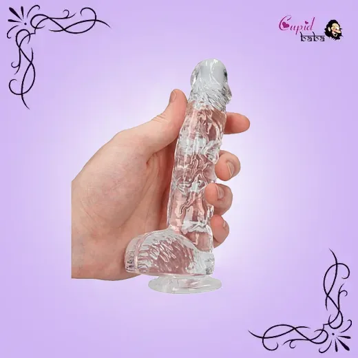 6.5 Inch Transparent Suction Slim Dildo