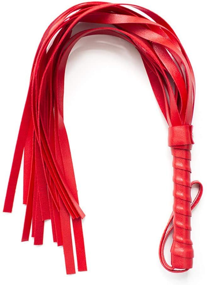 Red Faux leather whip with tassels for couples