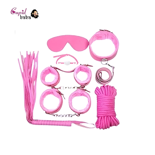7 Pcs Pink Color Bondage Women Sex BDSM Restraint Set