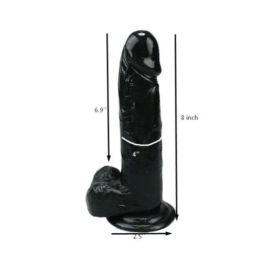 8 Inch Black Shining Strong Suction Dildo