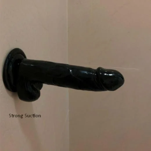 8 Inch Black Shining Strong Suction Dildo