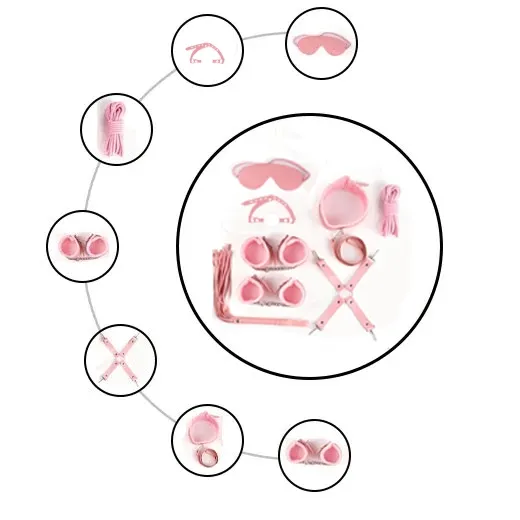 8Pcs Luxury Pink BDSM Kit