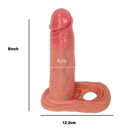 8 Inch Soft Silicone Penis Extender Sleeve with Cock Ring