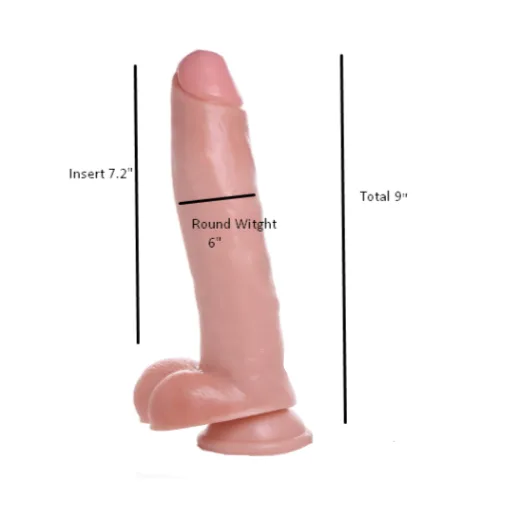 9 Inch Dual Density Silicone Realistic Dildo With Balls