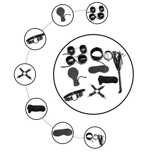 9Pcs Luxury Black BDSM Kit