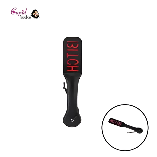 Adult Game BITCH PU Leather Hand Shank Whip (Pink /Black)