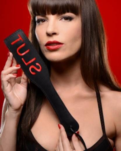 Adult Game SLUT PU Leather Hand Shank Whip (Pink /Black /Red)