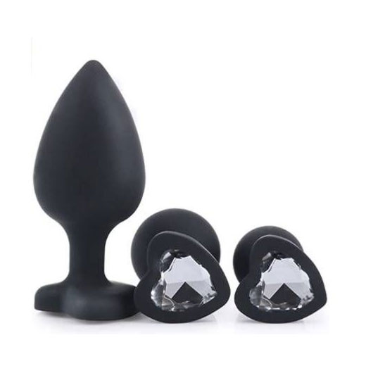 Silicone Anal Plug Training Kit with Heart Shaped Base