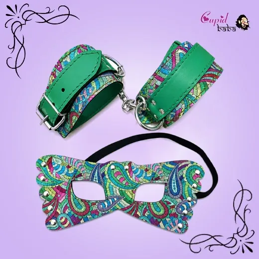 Adjustable Colorful Wrist Cuffs and Blindfold Set