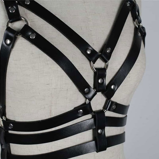 Sexy Chest Harness Leather Bandage Strappy Rave Bra for Women