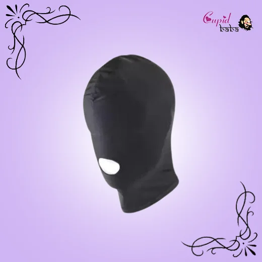 Bdsm Hood Fetish Locking Open Mouth Mask black