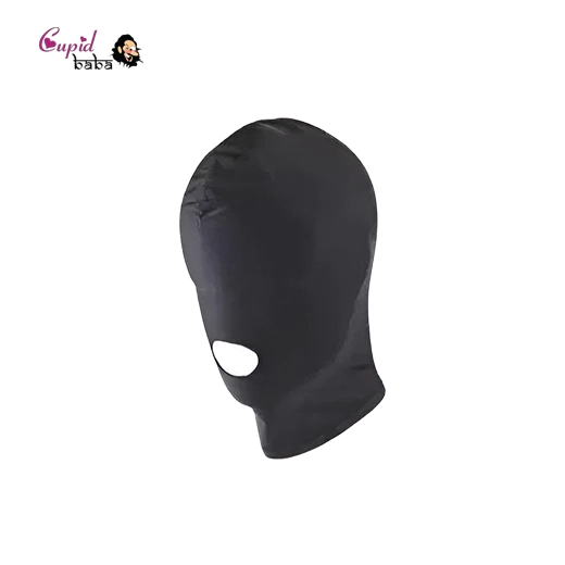 Bdsm Hood Fetish Locking Open Mouth Mask black