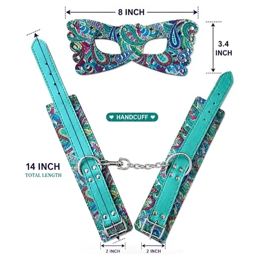 Adjustable Colorful Wrist Cuffs and Blindfold Set