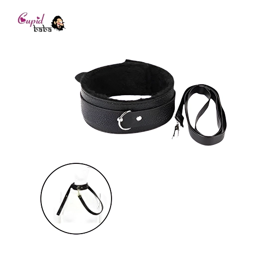 Black Collar with Leash Fetish BDSM Dog Slave