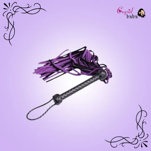 Black Faux Leather Flogger with Purple
