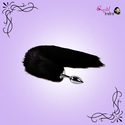 Black Fox Tail Stainless Steel Anal Plug