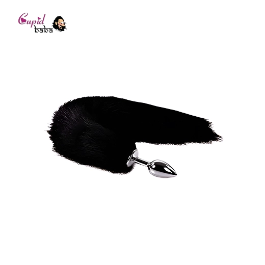Black Fox Tail Stainless Steel Anal Plug