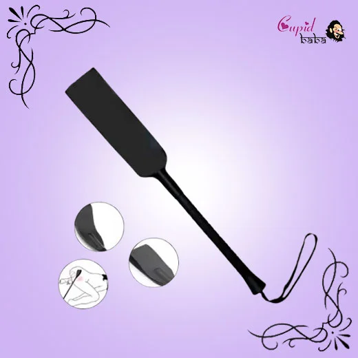 Black Riding Crop Straight Leather Handle Flogger Horse Whip