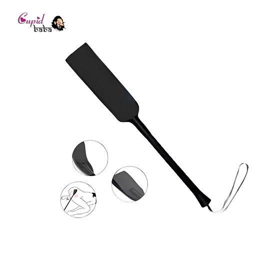 Black Riding Crop Straight Leather Handle Flogger Horse Whip