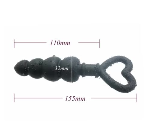 Silicone Black Heart Shaped Anal Bead Butt Plug