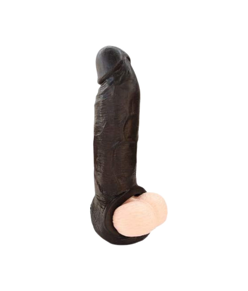 Black larger cock extender male penis extension sleeve