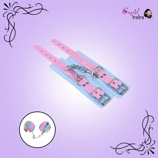 Bondage Restraints Blue and Pink PU Leather Hand Cuffs