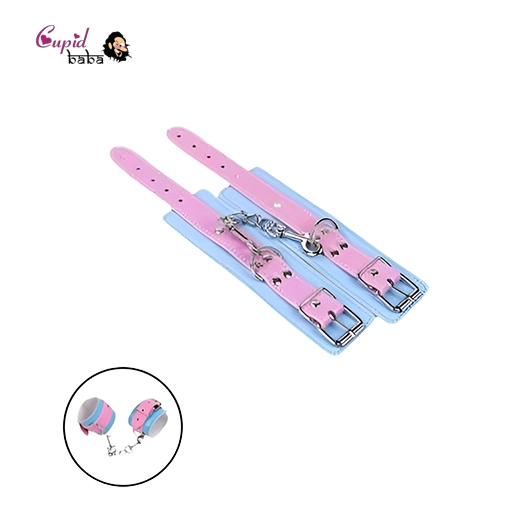 Bondage Restraints Blue and Pink PU Leather Hand Cuffs