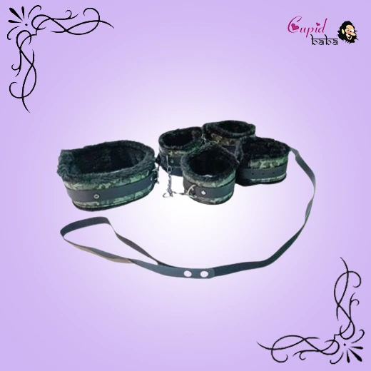 Bondage Restraints set, handcuffs, ankle cuffs, collar and leash