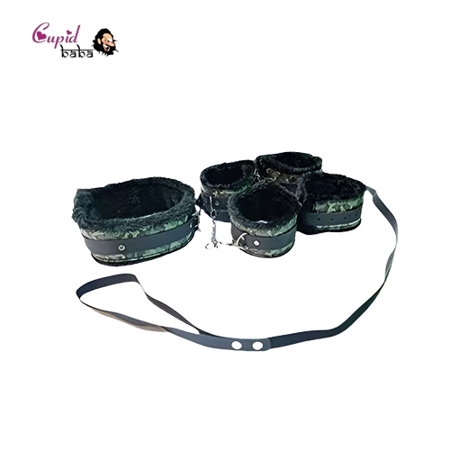 Bondage Restraints set, handcuffs, ankle cuffs, collar and leash