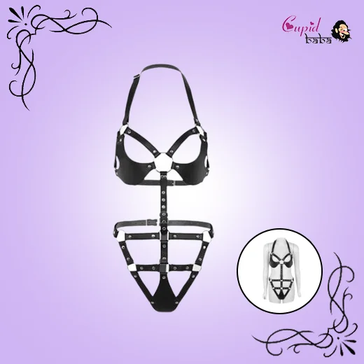 Bondage Women Sexy Black Bodysuit Belt Chastity