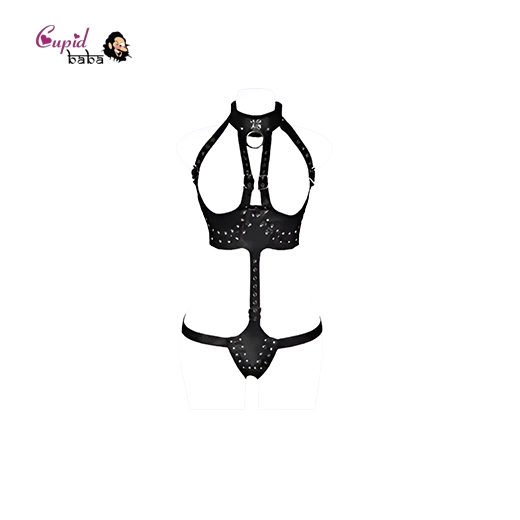Bondage of Leather Harness Overbust Corset Bustier Bondage