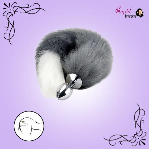 Butt Plug Fox Tail Cosplay But Plug (Black/white)