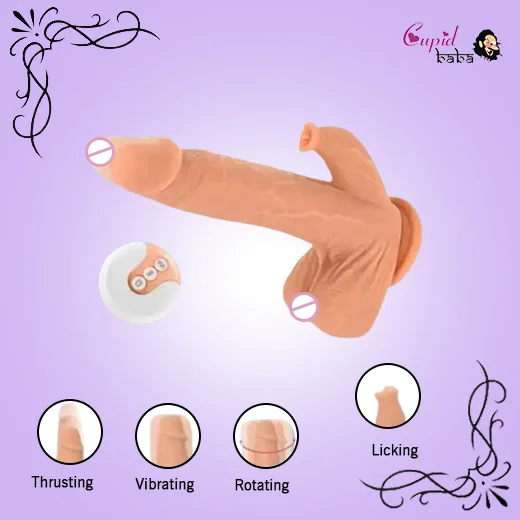 Clitoral Stimulation Suction Cup Thrusting Vibrator Realistic Dildo