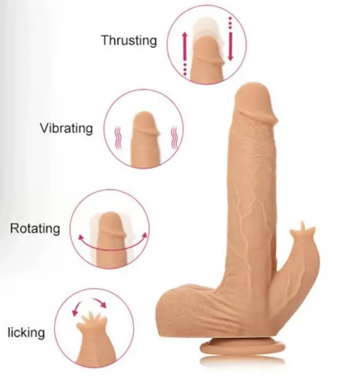 Clitoral Stimulation Suction Cup Thrusting Vibrator Realistic Dildo