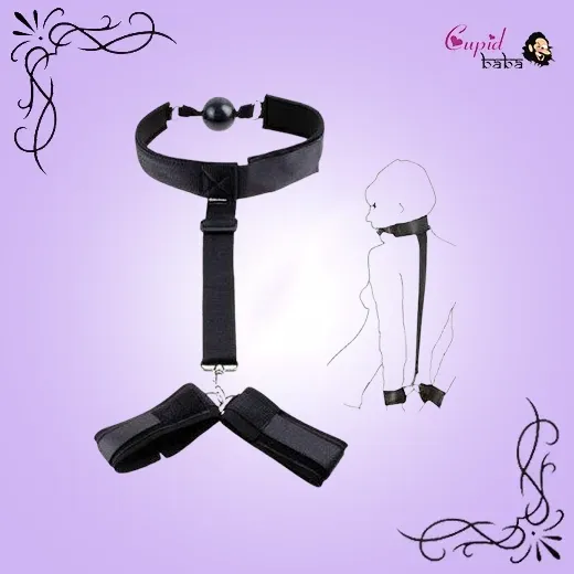 Collar Ring Mouth Gag & Handcuffs Restraints