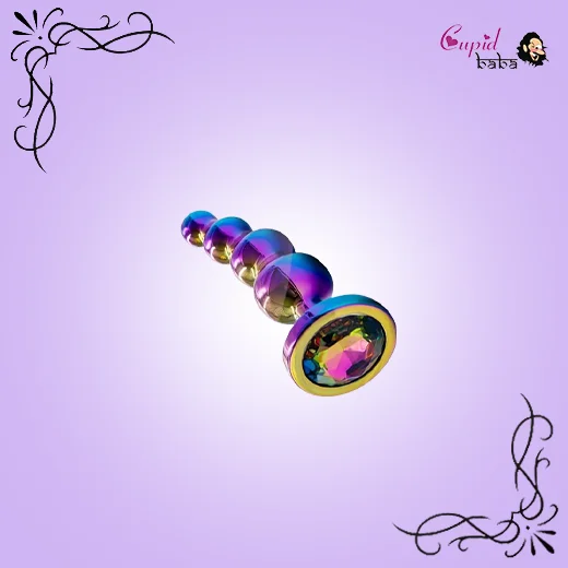 Colorful Curved 4 Bead Stimulating Unisex Butt Plug