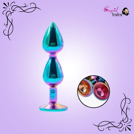 Colorful Metal 2 Beads Crystal Masturbation Anal Plug